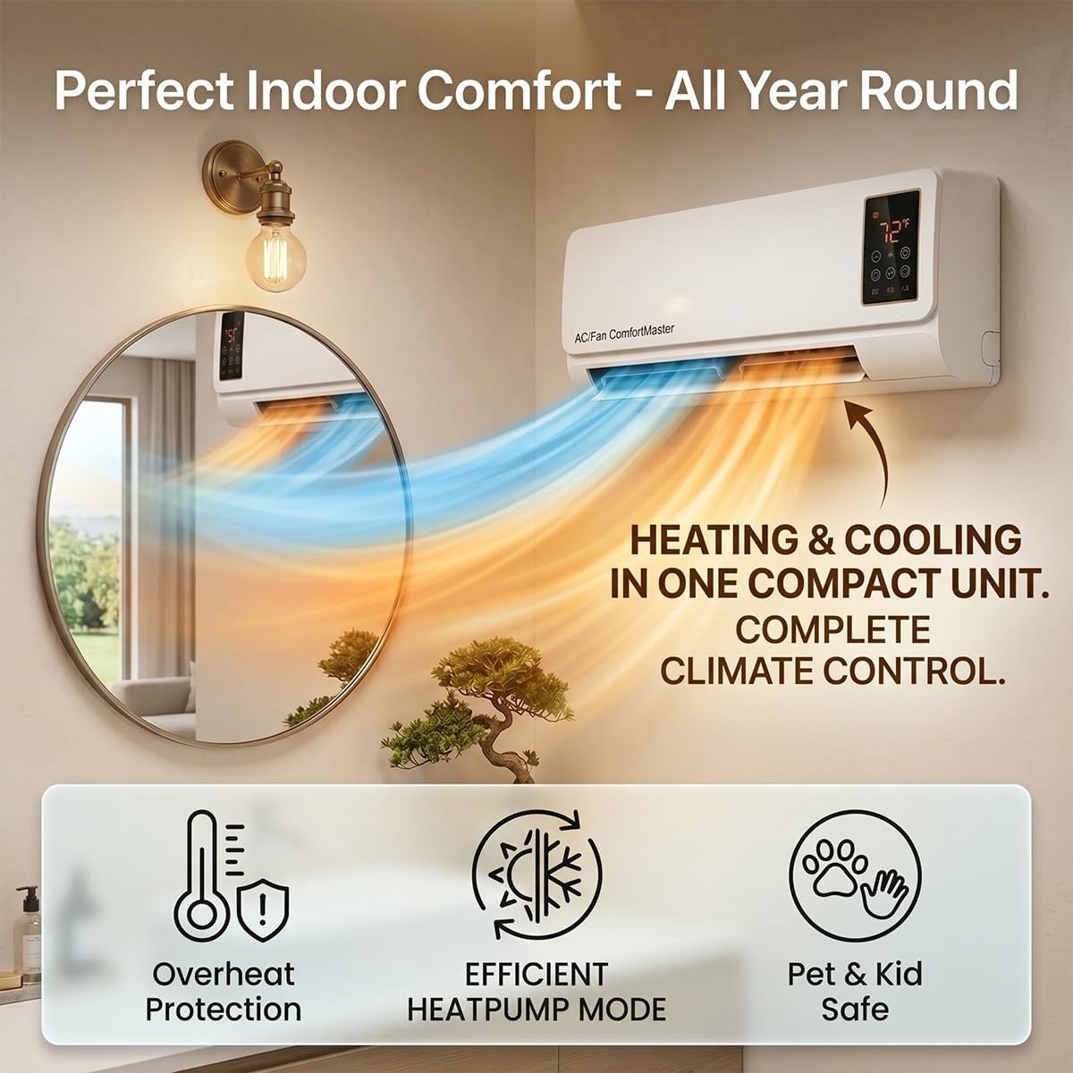 Smart Garden Offices - 1800W Wall Mounted Air Conditioner Fan